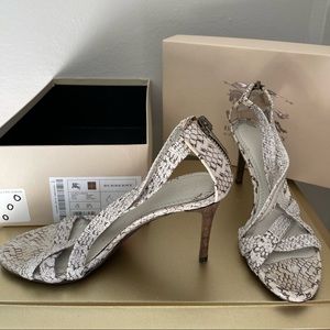 Burberry snakeprint white & grey heel sandle EUR 37.5, US 7. Like new condition
